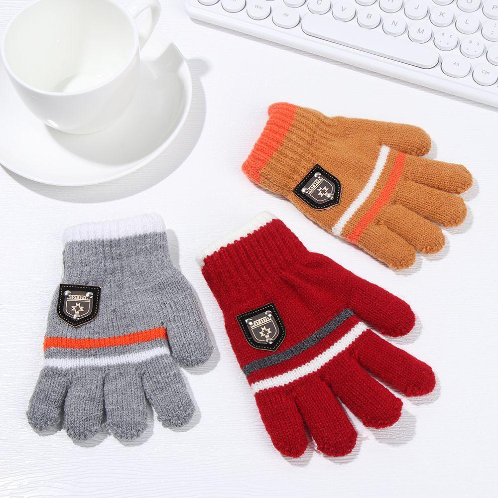 Winter Autumn Boys Girls Warm Thick Children Kids Gloves Full Finger Knitted Gloves Mittens