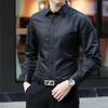 Мужская приталенная формальная рубашка с длинным рукавом в корейском стиле, черная