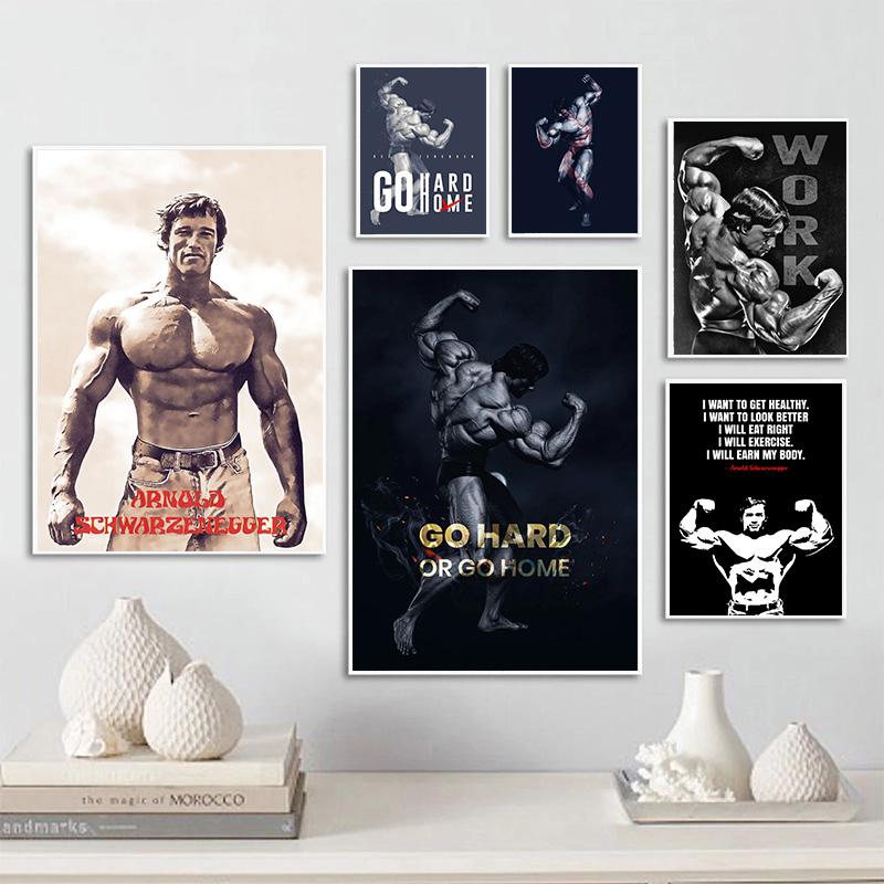 Мотивационный постер для бодибилдинга и принт на холсте, картина Арнольд Шварценеггер, фитнес, настенное искусство для спортзала, спальни, домашний декор