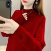 Autumn and Winter Women's Sweater Half High Neck Pullover Knitted Sweater Women's Clothing
