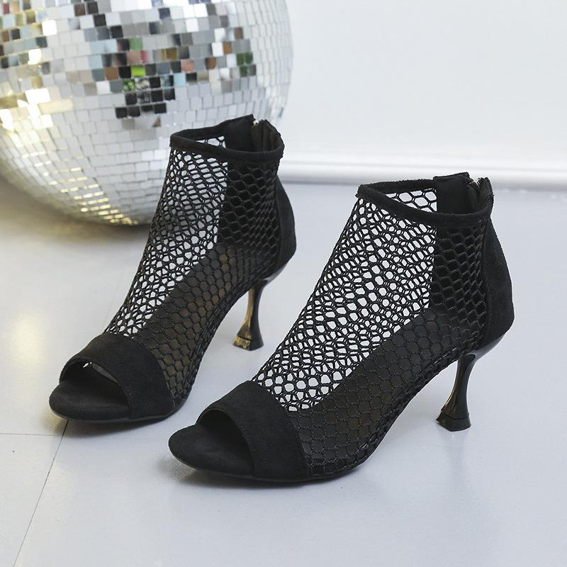 Босоножки женские сандалии на тонком каблуке с застежкой-молнией «рыбий рот»