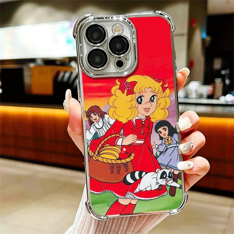 Candy 90s Cartoon Plating Phone Case For Iphone 16 17 Pro Max Air 16E 14 15 Plus 12 13 Mini Anti-Fall Airabag Cover