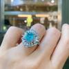 Jewelry Imitation Colored Treasure Ring, Retro Style Ring, Sparkling Diamond-Set Women'S Ring 8 * 10