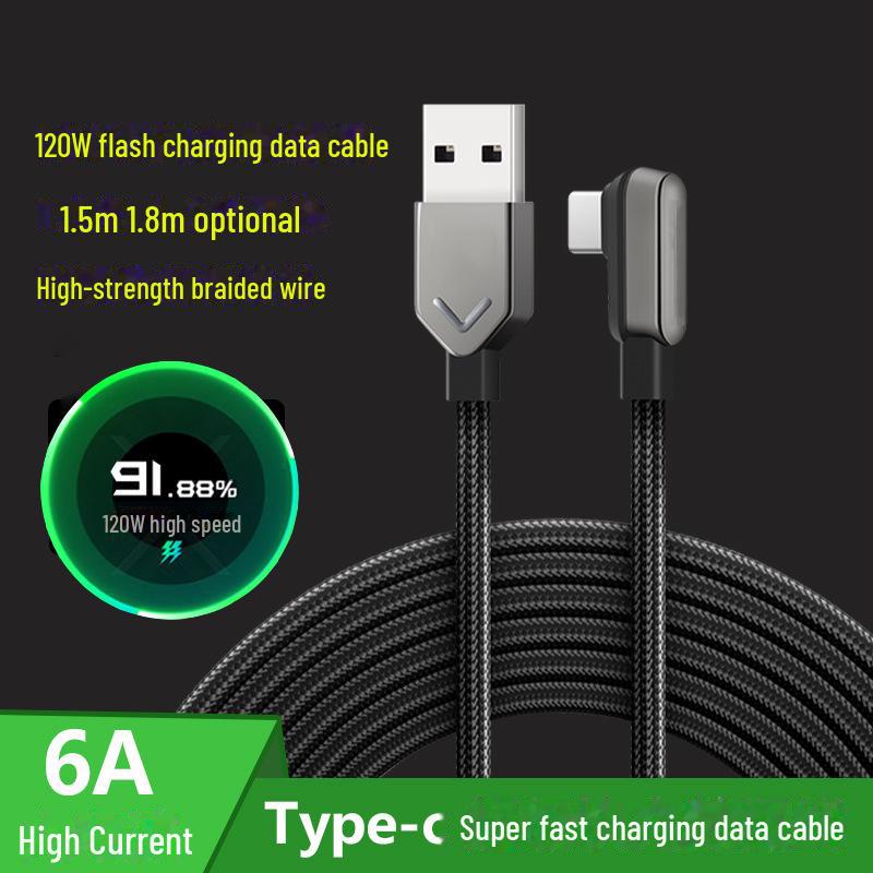 Совместимо с Xiaomi Black Shark 5 Pro, 4S Pro и 3S: Кабель для быстрой зарядки Type-C, 120 Вт, 6 А.