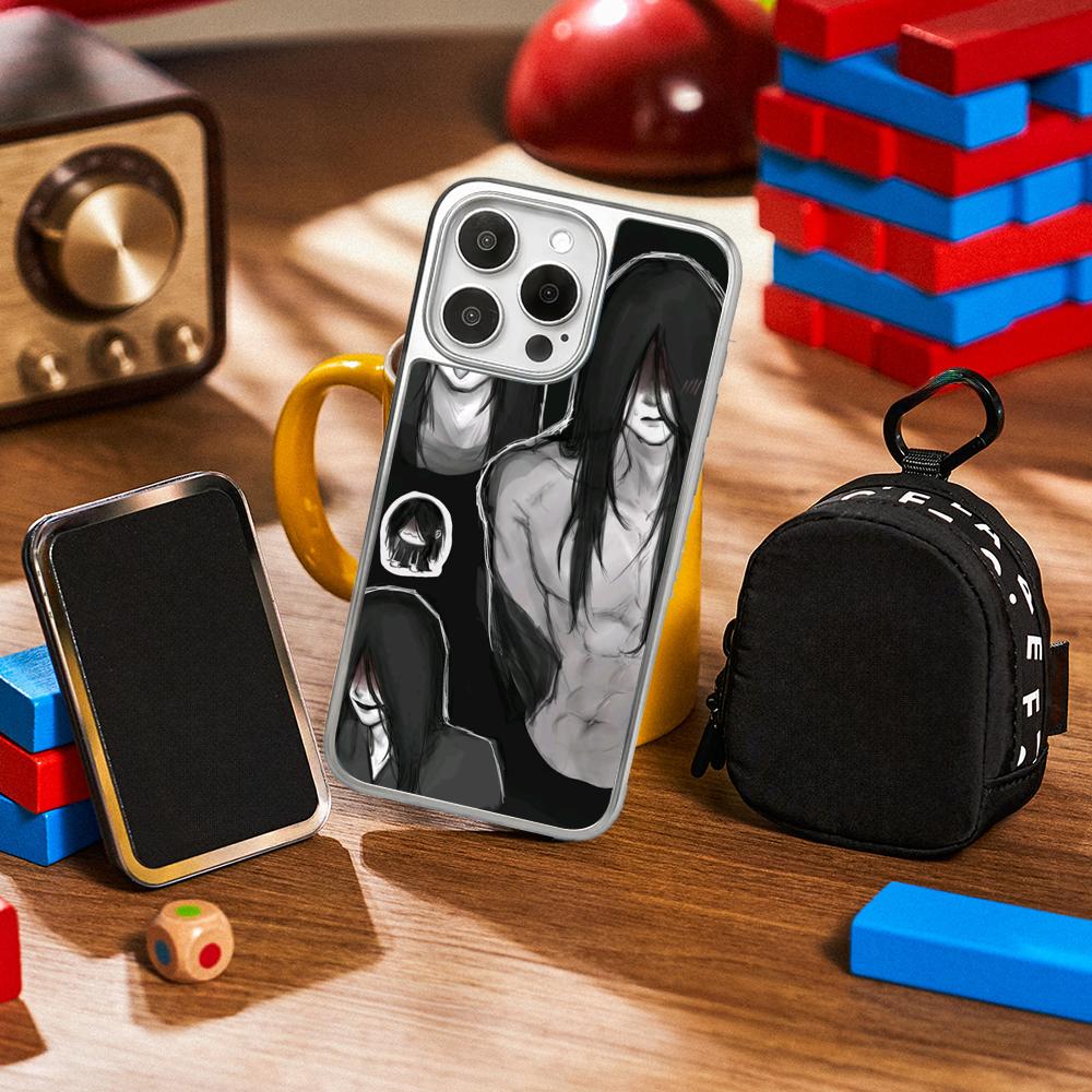 H-homi-cipher crawling anime man Phone Case for iPhone 16 15 14 13 12 11 Pro Max Sheepskin Silver-edged protective case