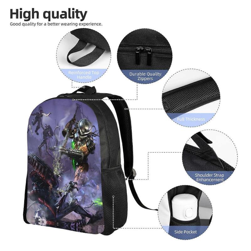 Alien vs Predator Cartoon Backpack Daypack for Camping Anime Bag Notebook Bag-LDYH60