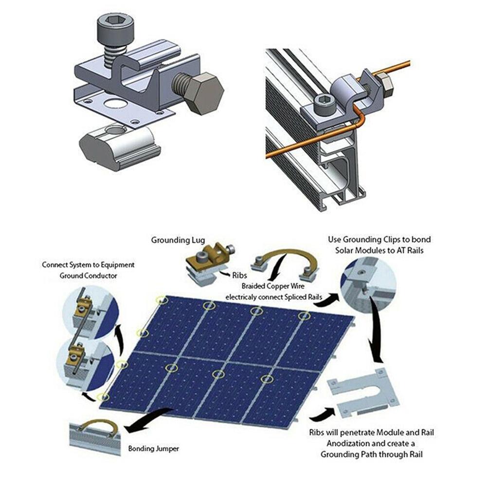 Solar Panel Mounting Bracket Clamps Accessories Aluminum