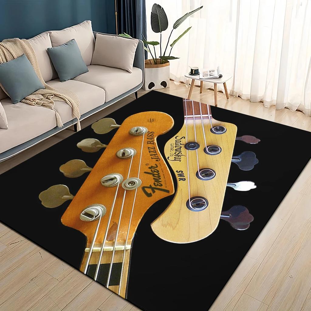 3D Ретро лого Fender Гитарные Инструменты Музыка Ковер Коврик для Гостиной Спальни Дома Декорация Дивана, Детский Нескользящий Напольный Коврик