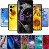 Для OPPO Reno 14F 5G Чехол 14 F Чехол Цветы Черный Силикон Мягкая Задняя Крышка Для OPPO Reno 13F 4G 5G Чехол для Телефона 13 F Чехол-Ракушка