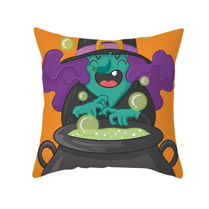 Halloween Cartoon Skull Spider Demon Bat Decorative Pattern Pillow Case Bedroom Living Room Sofa Cinema Garden Throw Pillow Case