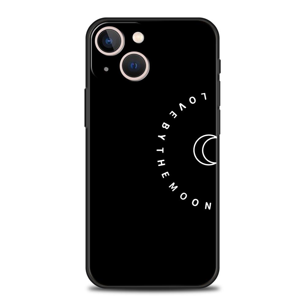 Couple Black and White Love Sun Moon Luxury Phone Case For iPhone 13 15 14 12 11 Pro MAX XR X SE XS 7 8 Plus Silicone Cover