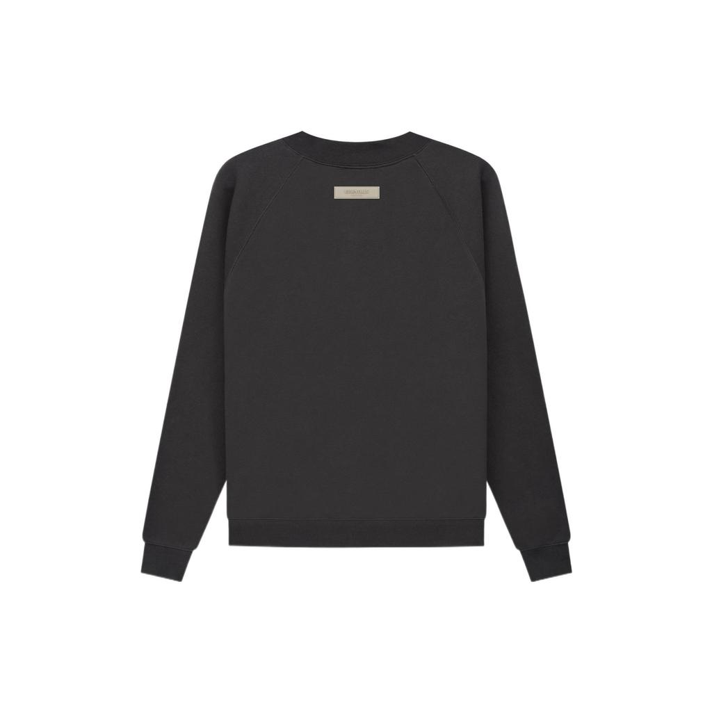 Fear of God Essentials 1977 Серия SS22 Свитшот с круглым вырезом и фликовым логотипом Мужской Свитшот Черный-Железный FOG-SS22-158