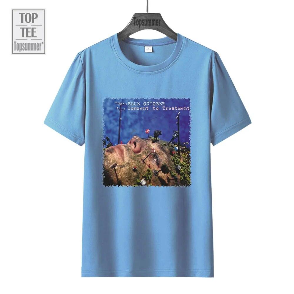 Футболка «Согласие на лечение» с альбомом, синяя футболка «Октябрьский тур», женская уличная модная хлопковая футболка, топы унисекс, большие размеры