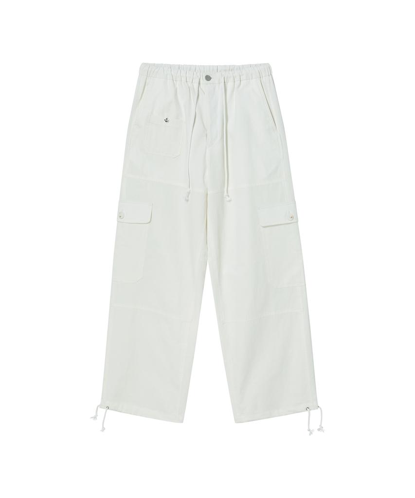 BEYOND CLOSET [Collection Line] Lux Fabric Military Detail Cargo Pants White