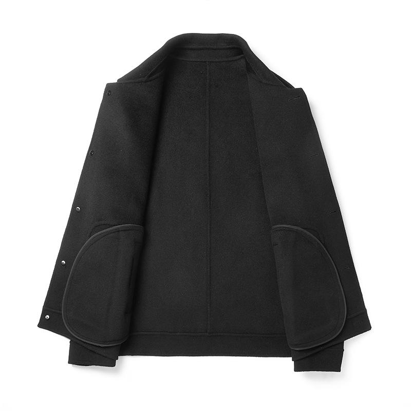 Осенне-зимнее пальто из 100% шерсти, короткое шерстяное пальто, мужское повседневное пальто с лацканами без содержания кашемира