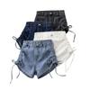 Summer New Design High Waist Side Drawstring Wide Leg Denim Shorts Women Short Jeans Tide Shorts