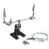 Инструмент «Третья рука» Паяльная подставка с 4-кратной увеличительной линзой для сварки, светодиодной подсветкой, регулируемый, 2 зажима «крокодил», вращение на 360 градусов