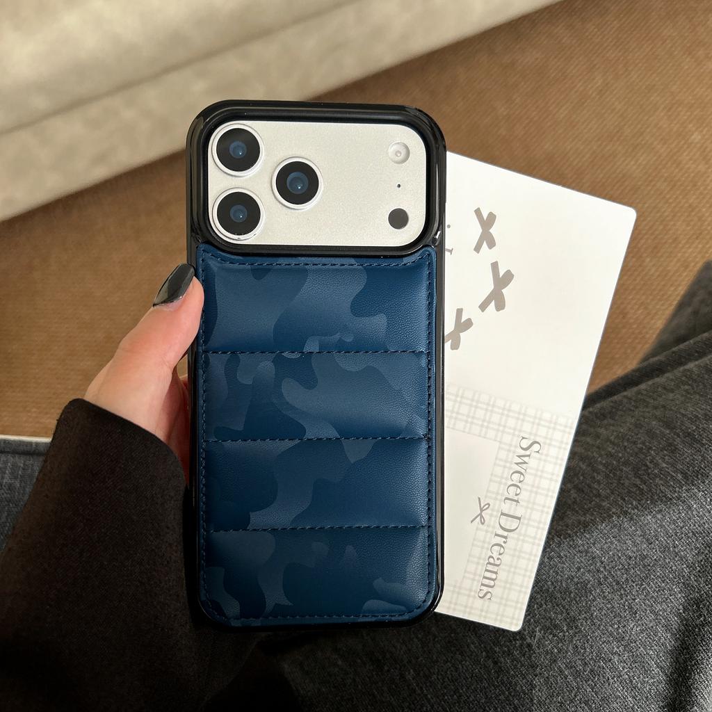 3D Чехол-пуховик для iPhone Air 17 16 15 14 13 Pro Max Камуфляж Пуховики Крутой Мягкий Хлопковый Наполнитель Задняя Крышка