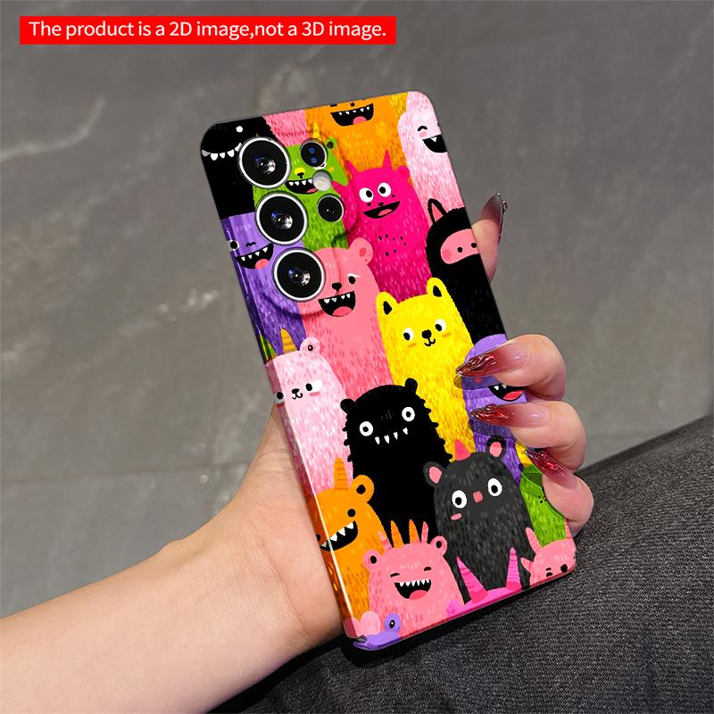 2DFlat Samsung phone case Colorful Monster Friends Phone Case Applicable to Galaxy S22 S23 S24 S25ULTRA S26 A12 A13 A14 A15 A16