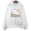 Peach Cat Goma Mochi Cartoon Print Hoodie Kawaii Cartoon Women's Clothing Femme Korean Style Sweatshirt Harajuku Hoody  Female