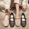 2025 Summer New Flat-bottomed Mary Jane Single Shoes Women's Mesh Yarn Shallow Mouth Breathable Doudou Women's Shoes