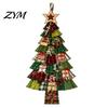 Layered Cloth Festive Entryway Sign Christmas Handmade Door Hanging Kit, Patchwork Tree Decoration DIY Sewing Textured Fabric Wall Set, Rustic