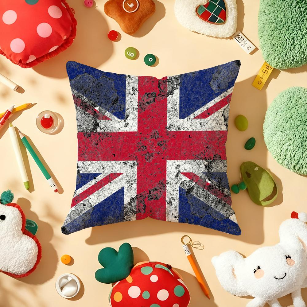 Наволочка на подушку с флагом Union Jack, плюшевая ткань, мягкая, двусторонняя печать, для дивана, теплая, зимний подарок для дома, наволочка