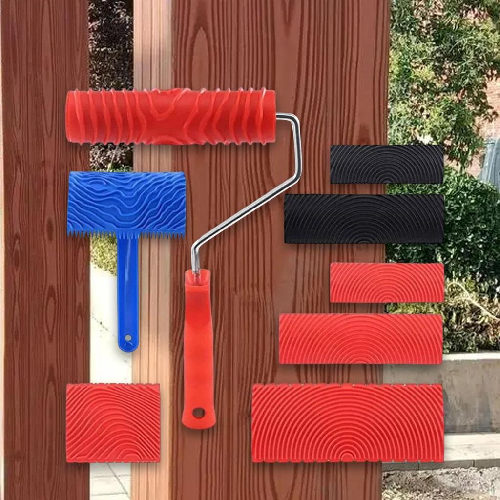 8x Wood Graining Painting Tool Set Imitation Texture Reusable Paint Look Like for Deck