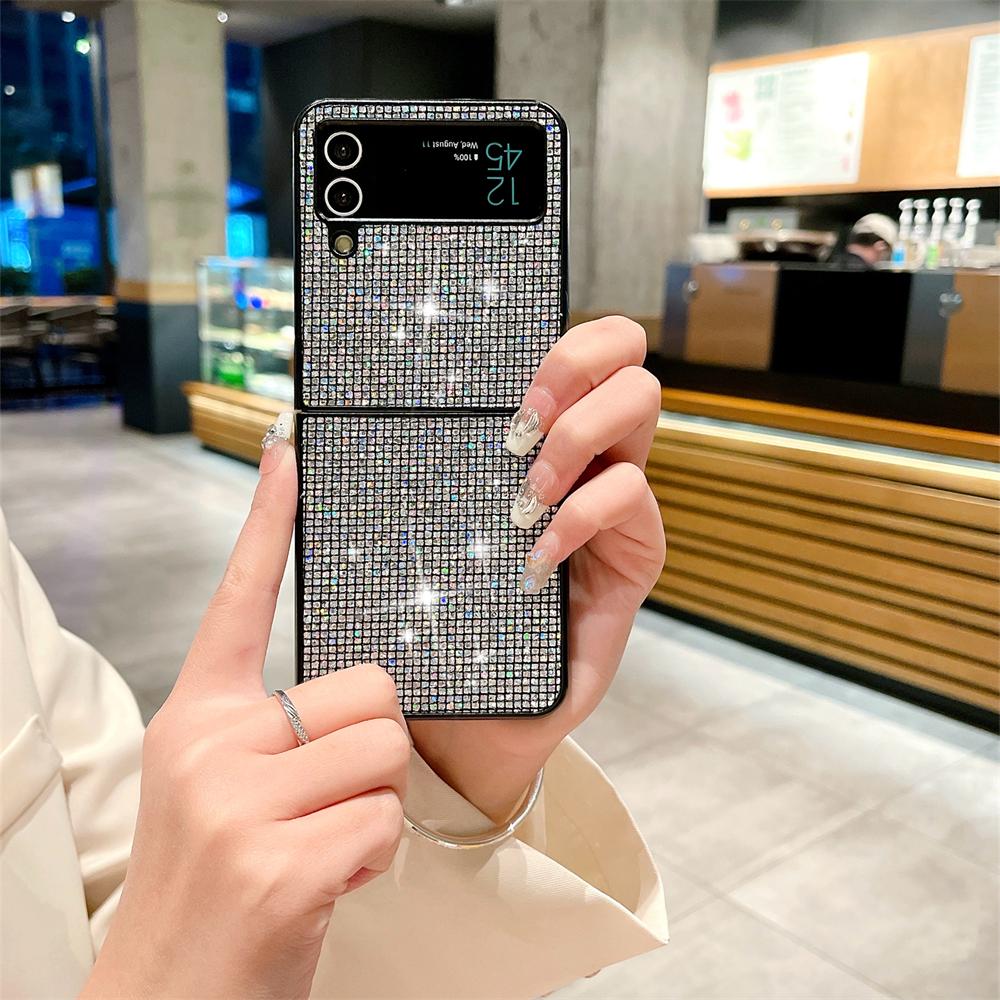 Luxury Shining Diamond Phone Case For Samsung Galaxy Z Flip 4 5 Cover Matte Hard Shockproof Bumper Cases For Z Flip3 Flip5 5G