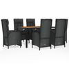 VidaXL Garden Dining Set Cushions 7pcs Black Wicker, Dining Set, Dining Set 3185081