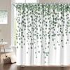 Tropical Green Leaves Plant On White Background Odorless Shower Curtains for Bathroom Showers and Bathtubs Decor with Hooks