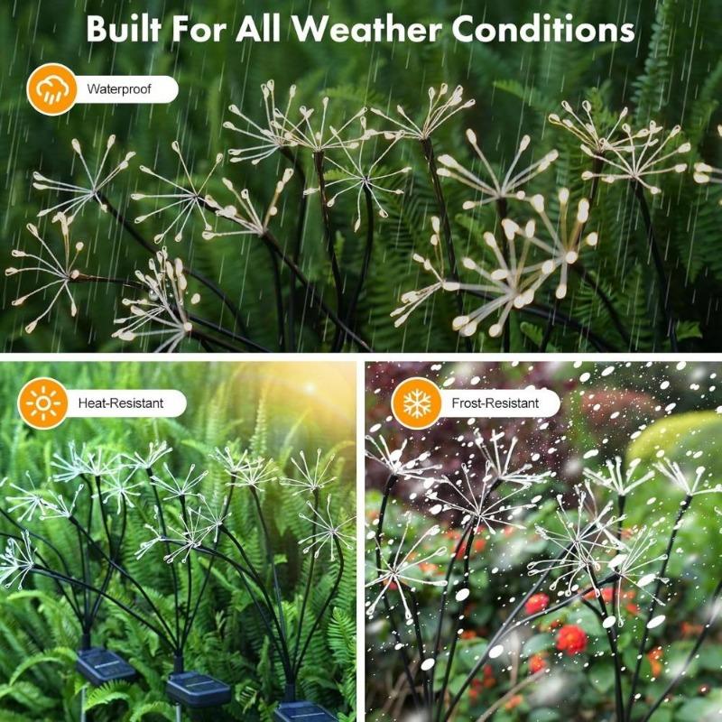 Солнечный светодиодный газонный светильник 'Фейерверк' Разноцветный/Теплый цвет Садовые огни для двора Садовой дорожки Сада Наружное украшение для вечеринки