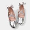 Girls' Leather Shoes New Gold and Silver Powder Burst Pattern Shiny Children's Dance Performance Single Shoes Soft Sole Stylish Princess Shoes