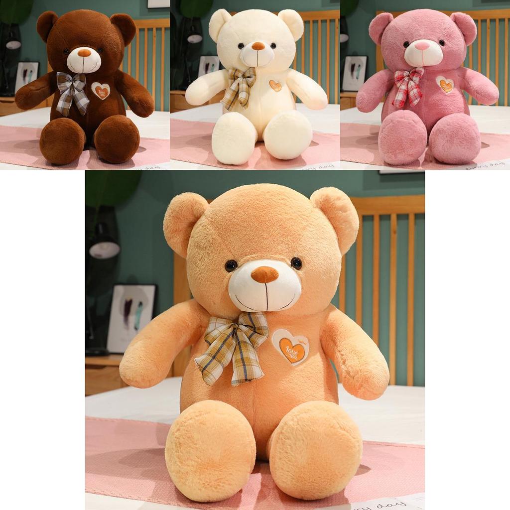 Adorable Large Teddy Bear Plush Toy In Pink Brown White And Yellow Perfect For Cuddling And Gifts