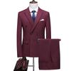 Fashion Men's Business Double Breasted Solid Color Suit Coat / Male Slim Wedding 2 Pieces Blazers Jacket Pants Trousers