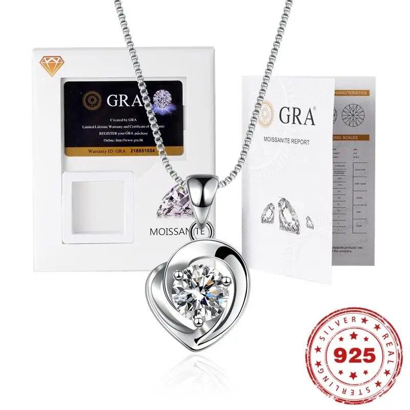 Genuine D Color VVS Moissanite Diamond Heart Necklace For Women Wedding Jewelry S925 Sterling Silver Pendant Gift for Gift