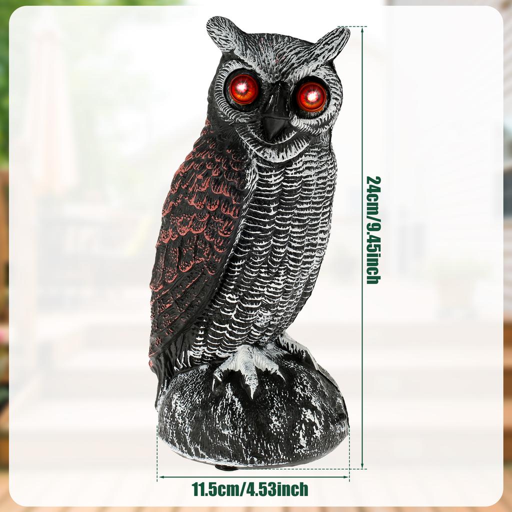 New Solar Owl Scare Bird Control Devices Waterproof Garden Fake Owl Deterrent Decoration With Scary Sound and Eyes Emit Light