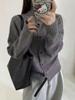 Women's Winter Korean High Neck Wool Sweater Coat - Casual, Warm, Single-Breasted, Loose Fit.