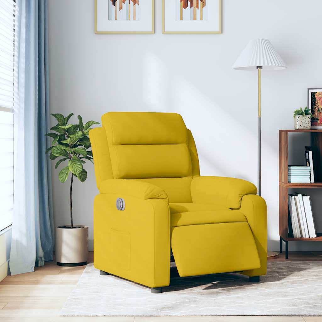 Electric Recliner Chair Yellow Velvet