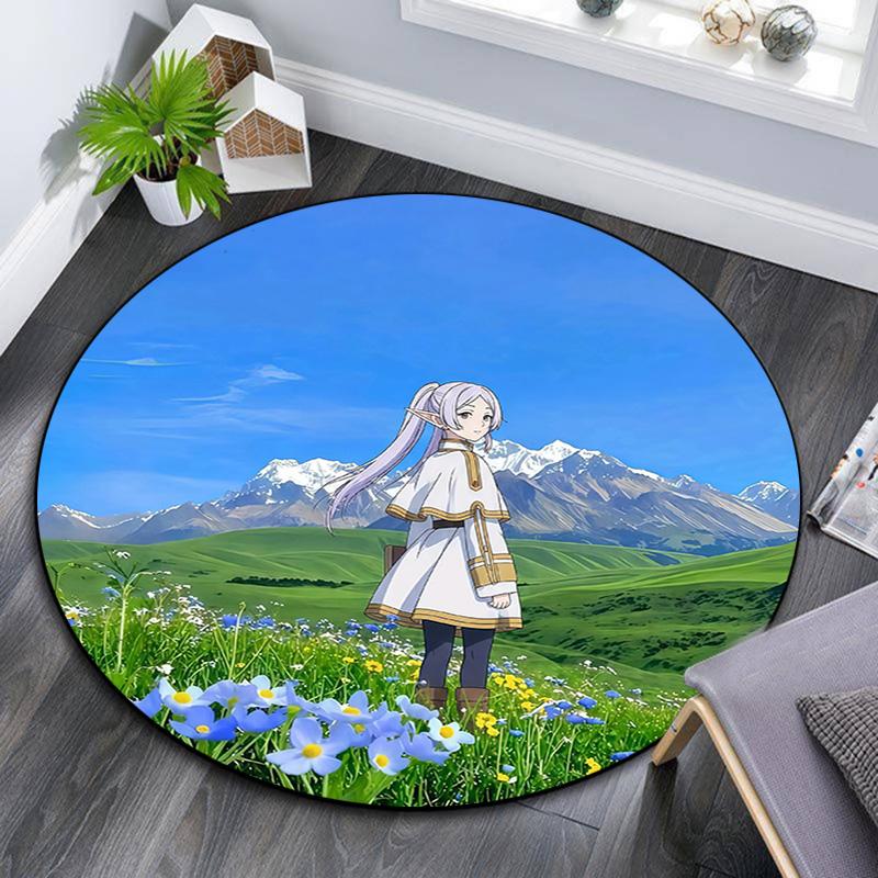 Frieren2 Round Area Rug,Carpet Rug for Living Room Bedroom Sofa Playroom Decor,Non-slip Floor Mat