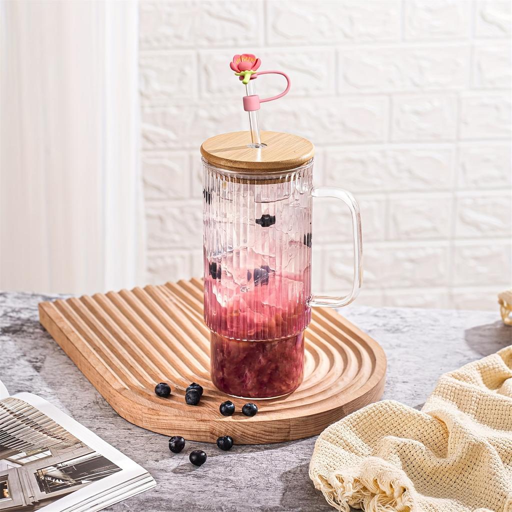 Набор из 6 силиконовых колпачков для соломинок, декоративные аксессуары, колпачки для соломинок в виде цветов, силиконовые текстурные наконечники для соломинок, подходят для соломинок