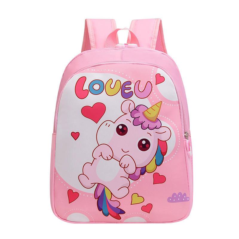 Cute Cartoon Unicorn Print Kids Backpack Large Capacity Breathable Nylon Schoolbag