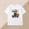 Spring and Summer New Short-Sleeved T-shirt Men's Loose Trendy Bear Printed Round Neck Fashionable All-Match Top Clothes