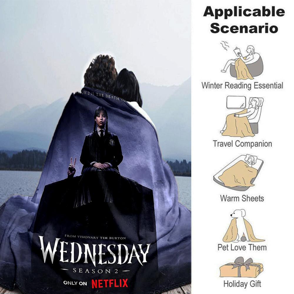 1pc WEDNESDAY SEASON 2 Soft Warm Throw for Home, Office, Trave, All-Season Cozy Bedding Gift, Office Cozy Accessory 1043