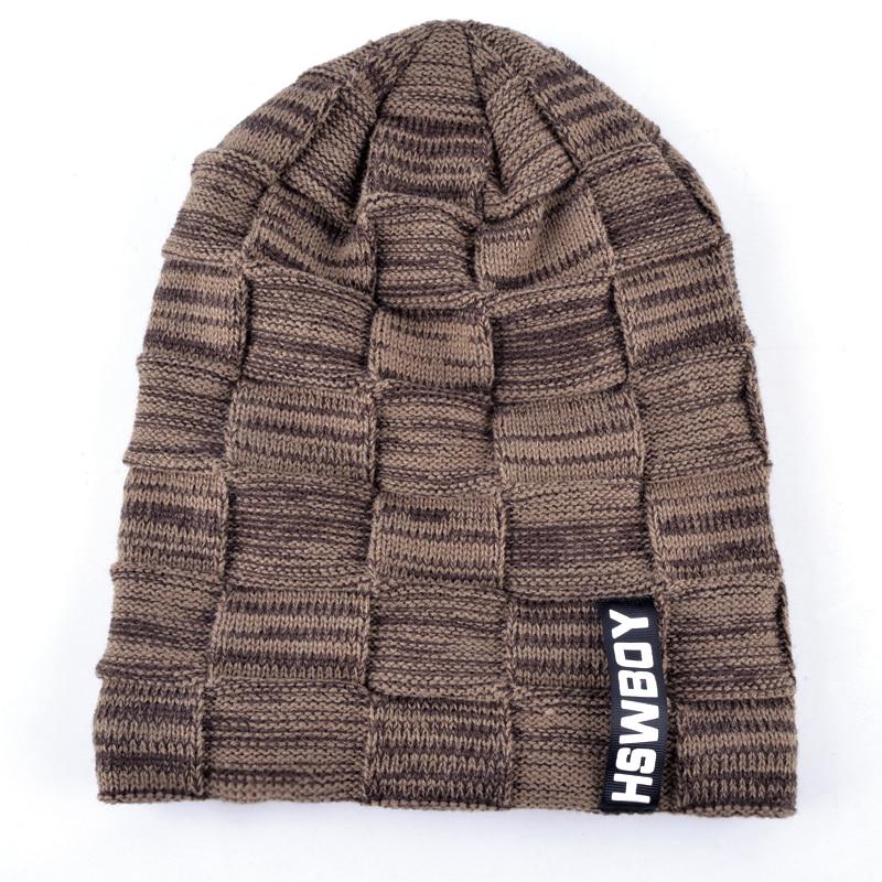 Winter Beanies Hat For Men And Women Fashion Knitted Plaid Skullies Beanie Thick Hats Add Velvet