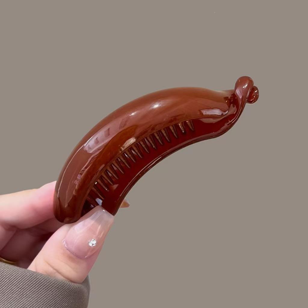 Korean Retro Hair Clip: 2024 High-End Horizontal Banana Clip for Women's Bun