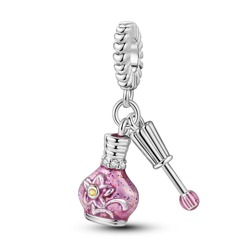 Copper Girls Love Beauty Charms Perfume Pendants Beads Jewelry Fit Mula Original Bracelet For Women Diy Party