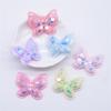 12Pcs 40*35mm Glitter Sequins Butterfly Padded Appliques For DIY Headwear Hair Clips Bow Decor Clothes Hat Shoes Sewing Patches