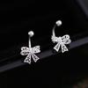 925 Sterling Silver Lace Heart Hollow Bow Screw Buckle Puncture Stud Earrings for Women Fine Jewelry Minimalist Accessories