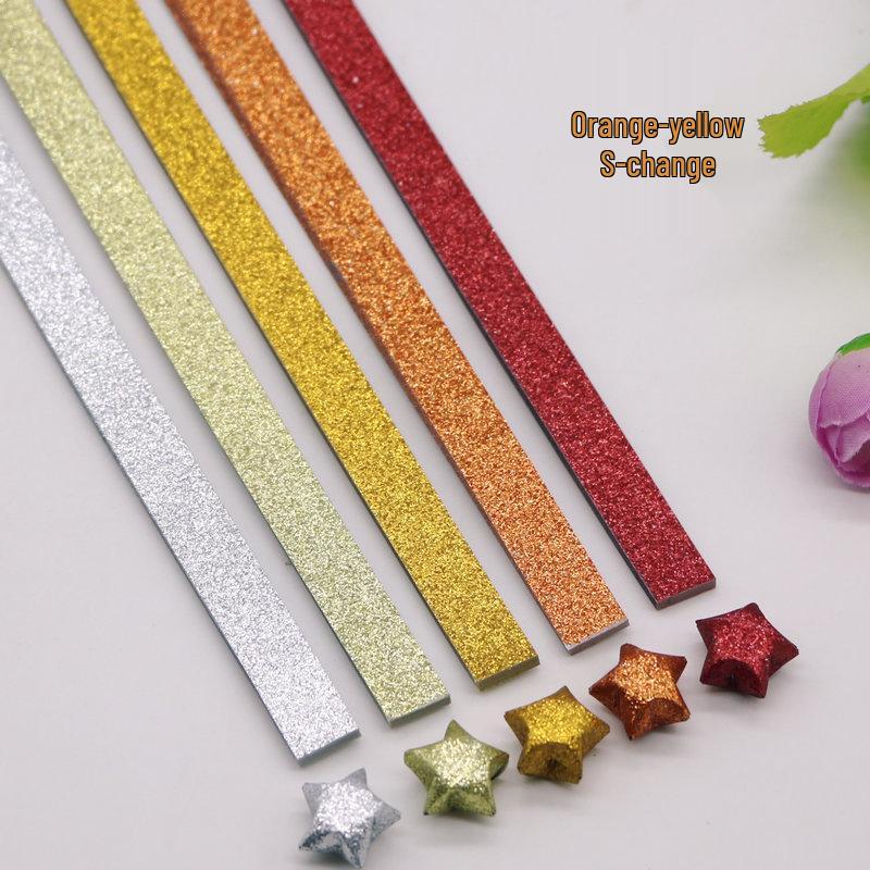 Glitter Origami Wishing Stars: Handmade Five-Pointed Colored Paper for Star Folding with Optional Colors